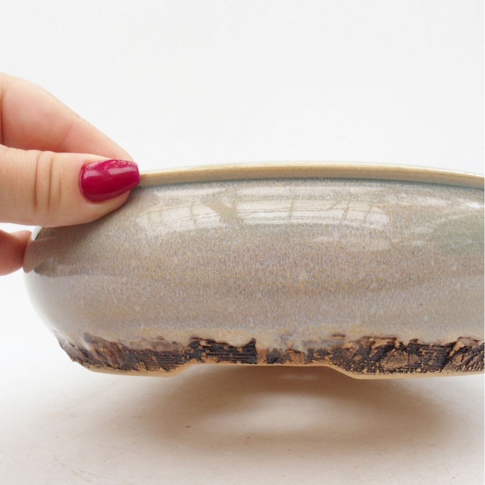 Ceramiczna miska bonsai 19 x 19 x 6 cm, kolor zielony