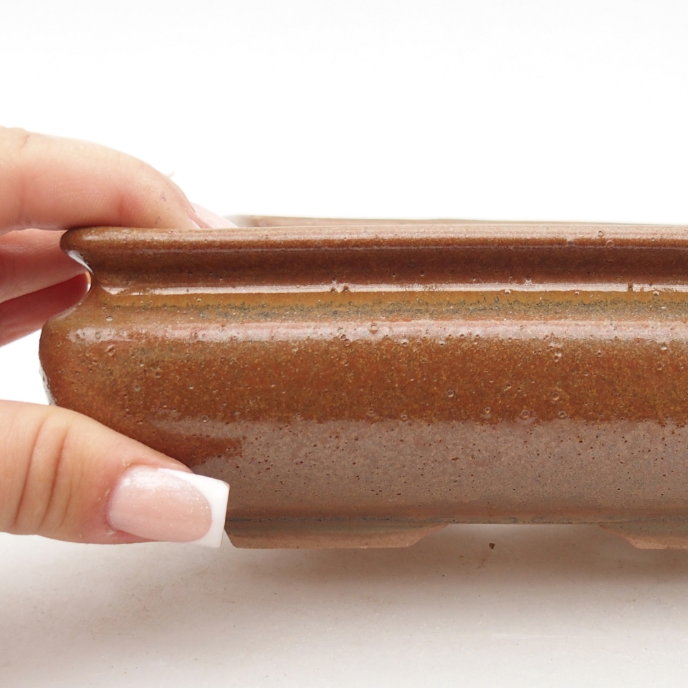 Ceramiczna miska do bonsai 15,5 x 15,5 x 6 cm, brązowa