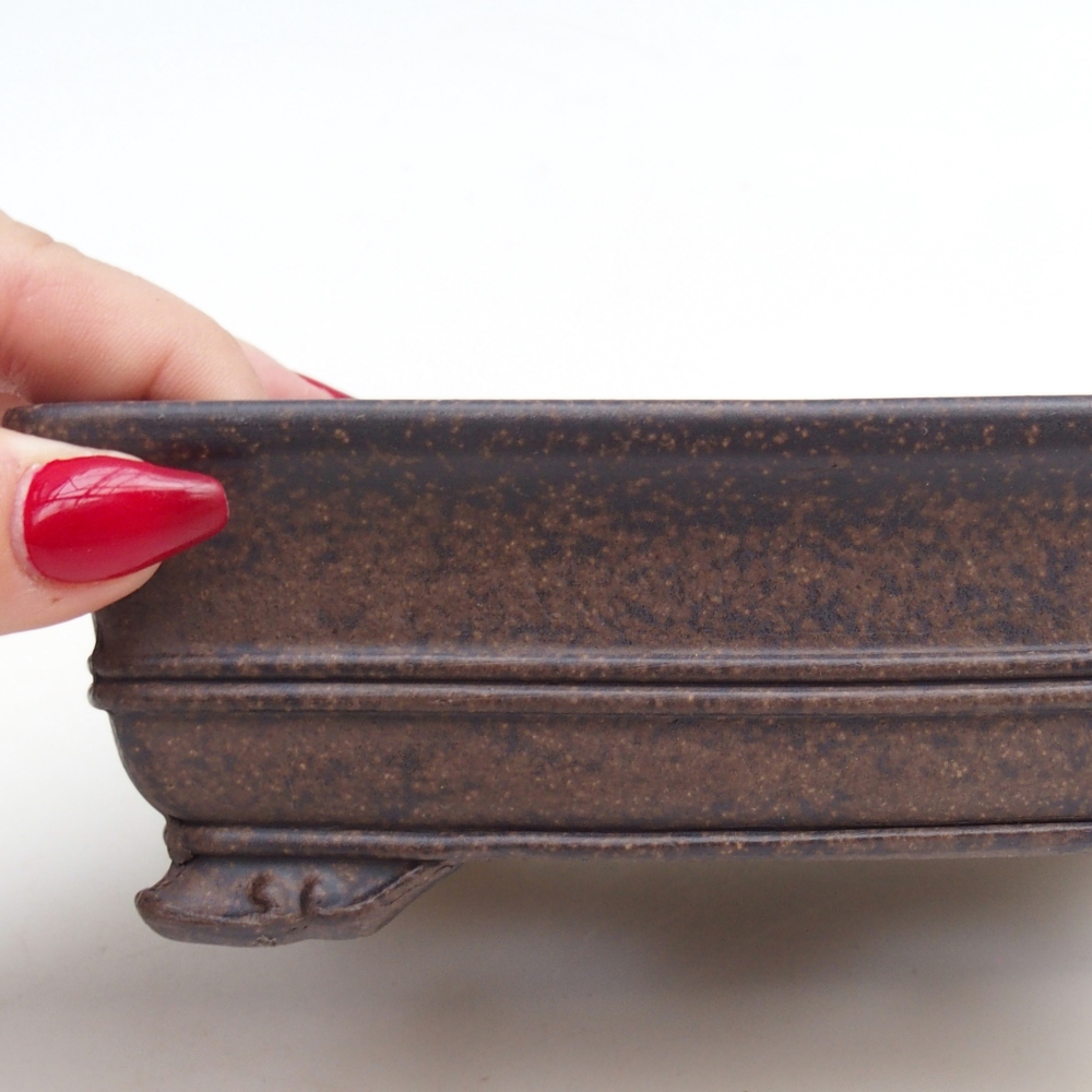 Ceramiczna miska do bonsai 15,5 x 11,5 x 5 cm, kolor brązowo-ochrowy