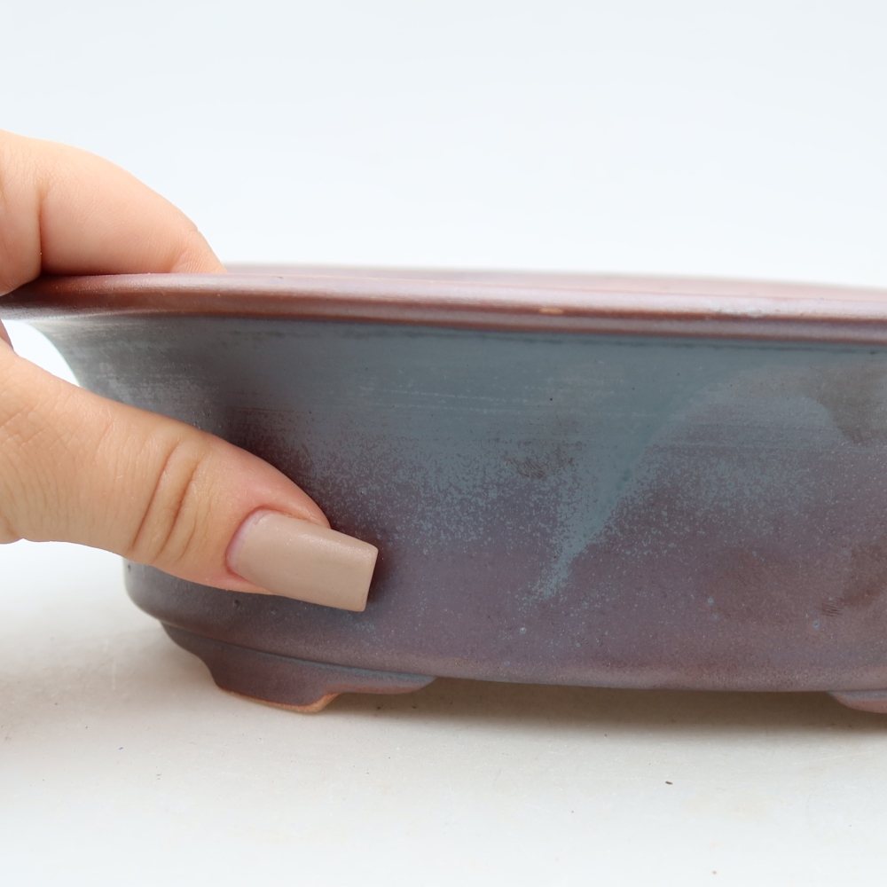 Ceramiczna miska do bonsai 22,5 x 17,5 x 6,5 cm, kolor metaliczny