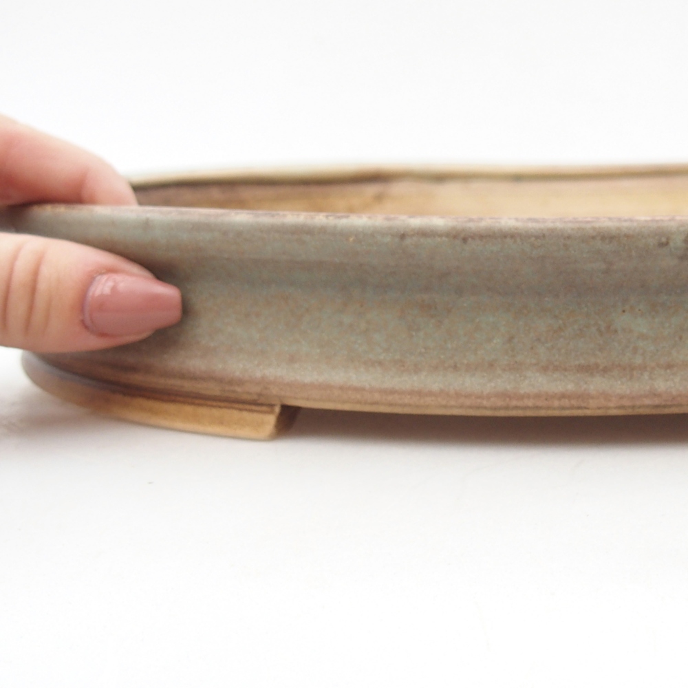 Ceramiczna miska do bonsai 31 x 27 x 4 cm, zielona