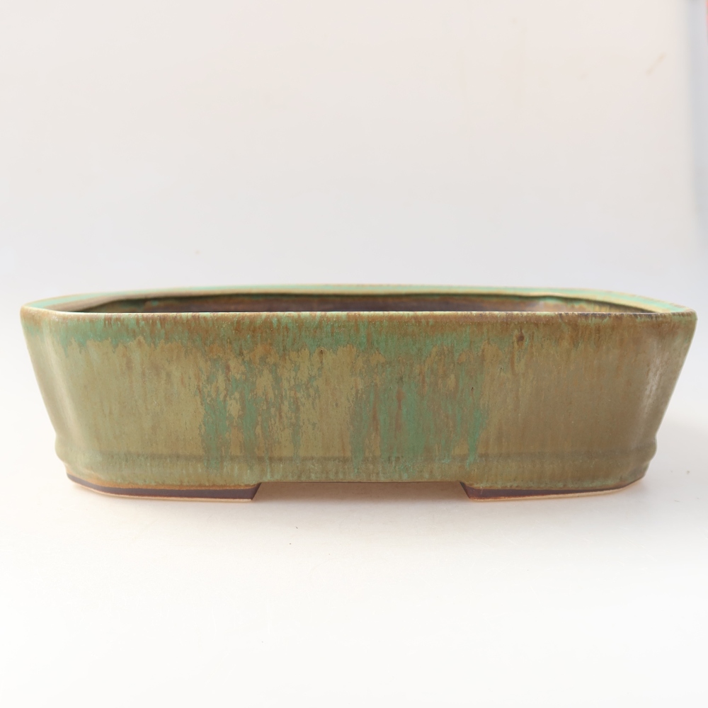 Ceramiczna miska do bonsai 25 x 21 x 6,5 cm, kolor zielony