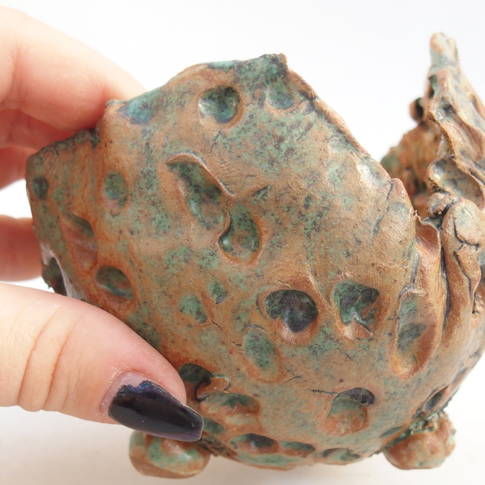 Muszla ceramiczna 10 x 9,5 x 9,5 cm, kolor brązowo-zielony