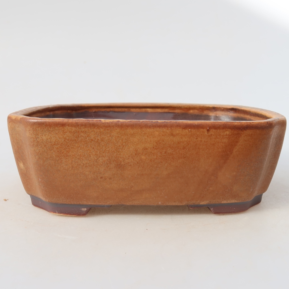 Ceramiczna miseczka do bonsai 17,5 x 14,5 x 5 cm, kolor brązowy