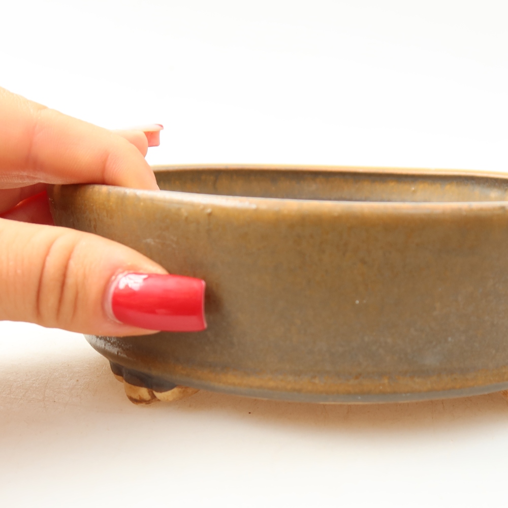 Ceramiczna miska do bonsai 15,5 x 15,5 x 5 cm, brązowa