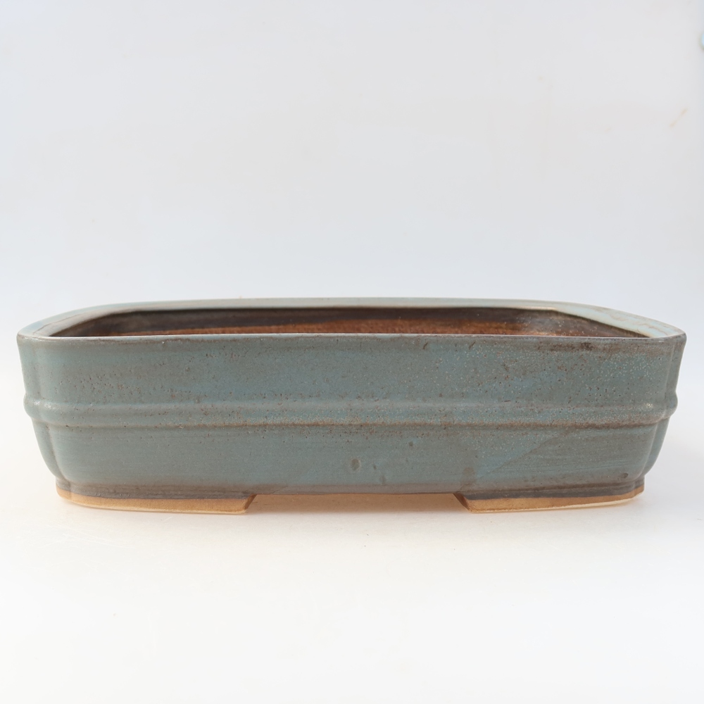 Ceramiczna miska do bonsai 29 x 23 x 7 cm, kolor niebieski