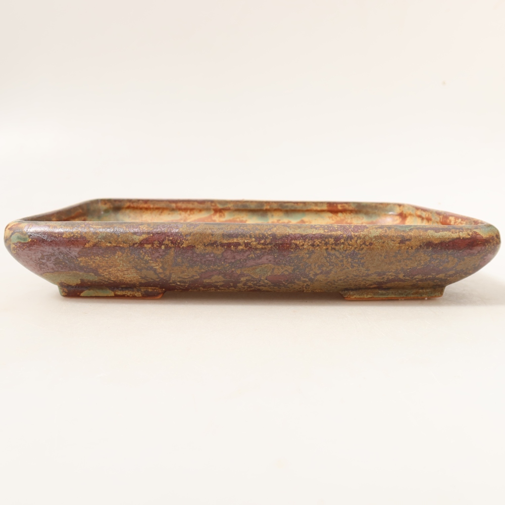Ceramiczna miska do bonsai 24 x 17,5 x 4 cm, kolor zielono-brązowy