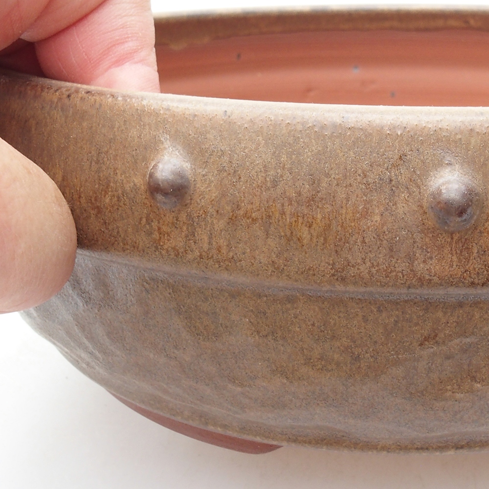Ceramiczna miska bonsai 19 x 19 x 7 cm, kolor brązowy