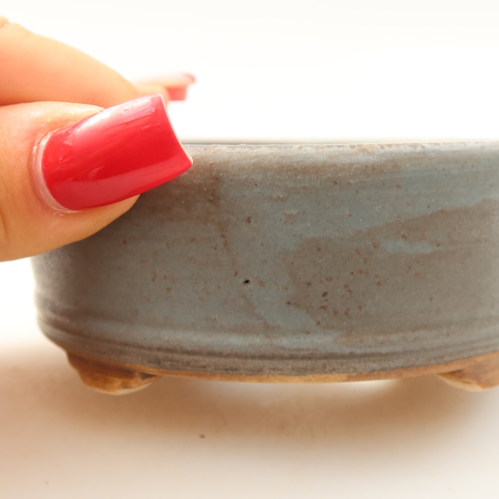 Ceramiczna miska na bonsai 9 x 9 x 3,5 cm, kolor niebieski