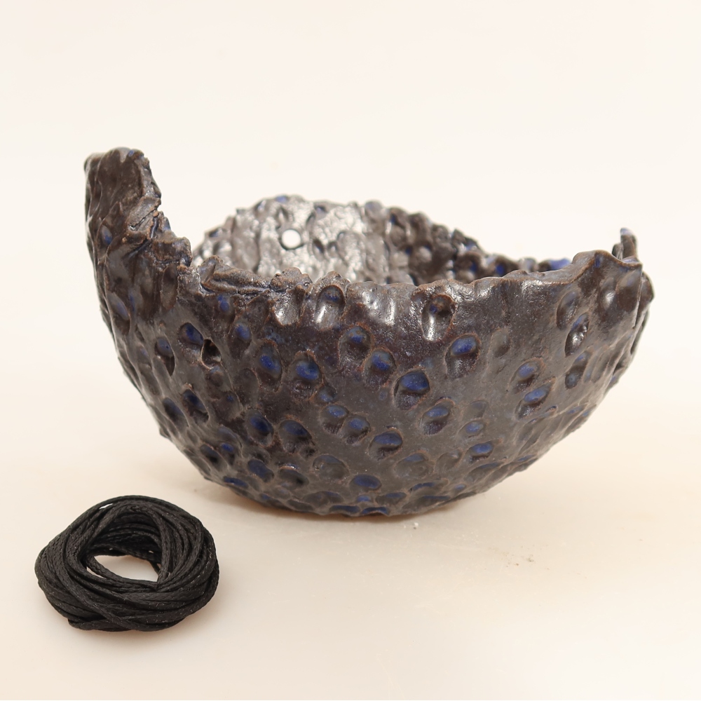 Ceramiczna skorupa do kokedamy 14 x 12 x 8,5 cm, kolor niebieski