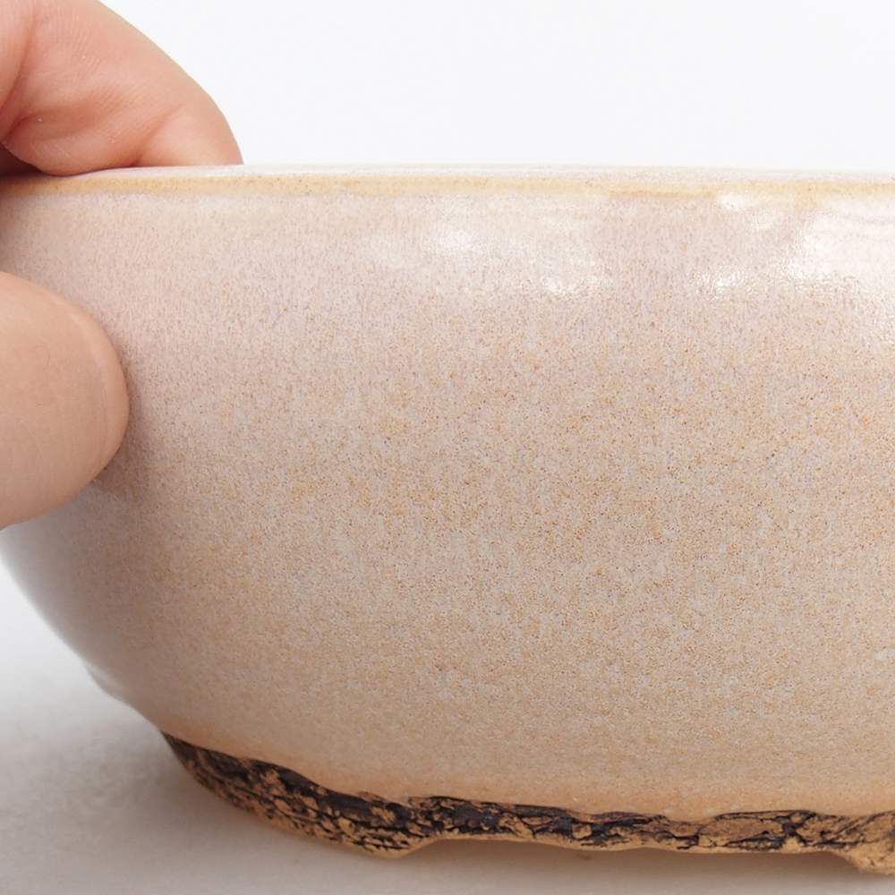 Ceramiczna miska na bonsai 18,5 x 18,5 x 7,5 cm, kolor beżowy