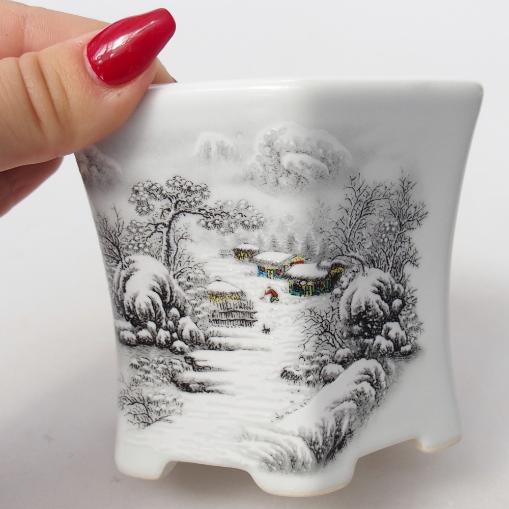 Ceramiczna miska do bonsai 10,5 x 9,5 x 9 cm, kolor biały
