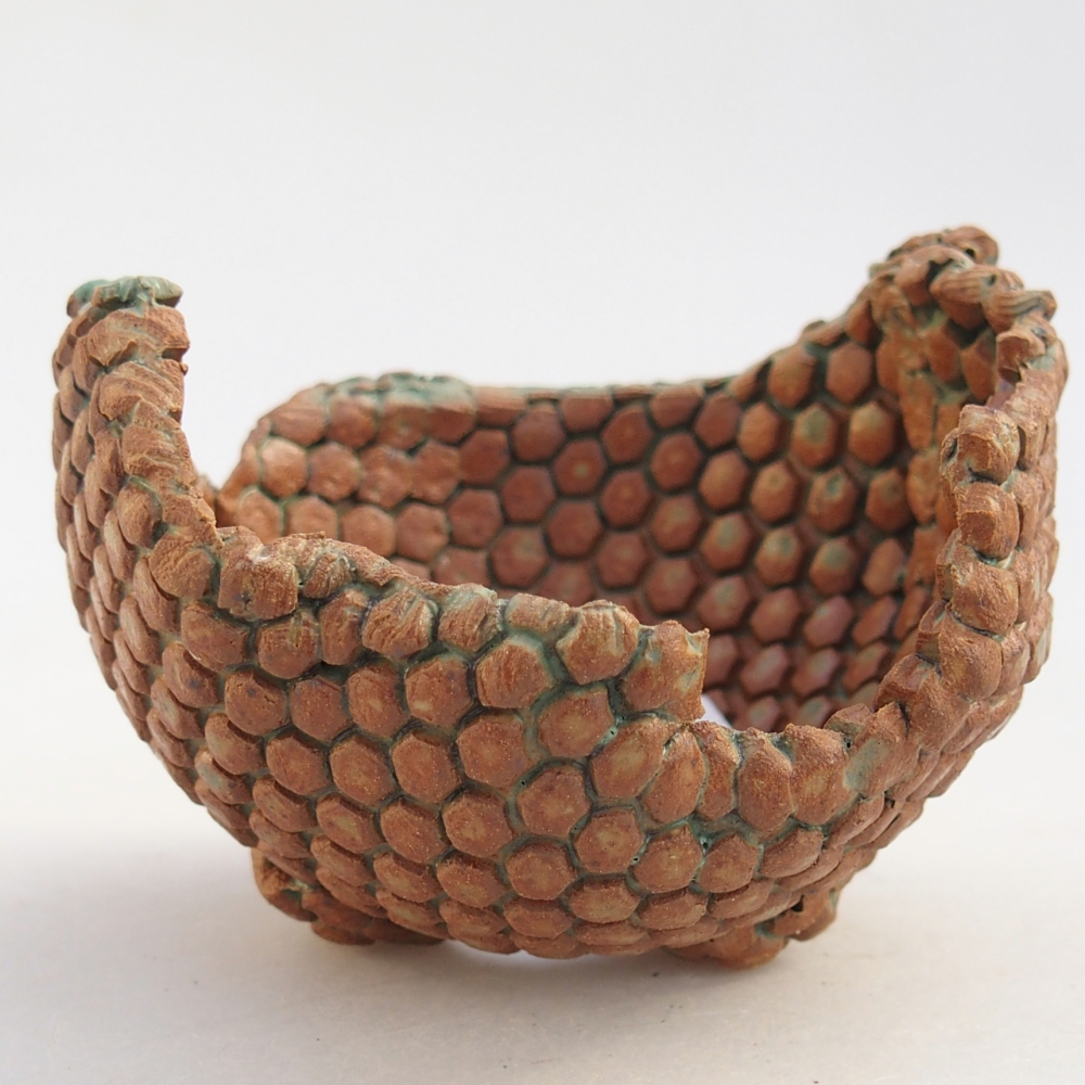 Ceramiczna muszla 8 x 8 x 6 cm, kolor brązowo-zielony