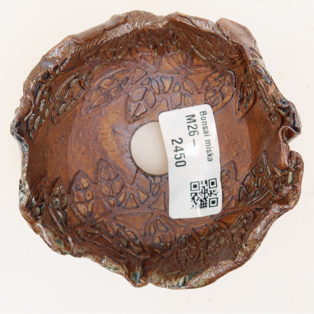 Ceramiczna skorupka  8,5 x 8,5 x 6 cm, kolor brązowo-zielony