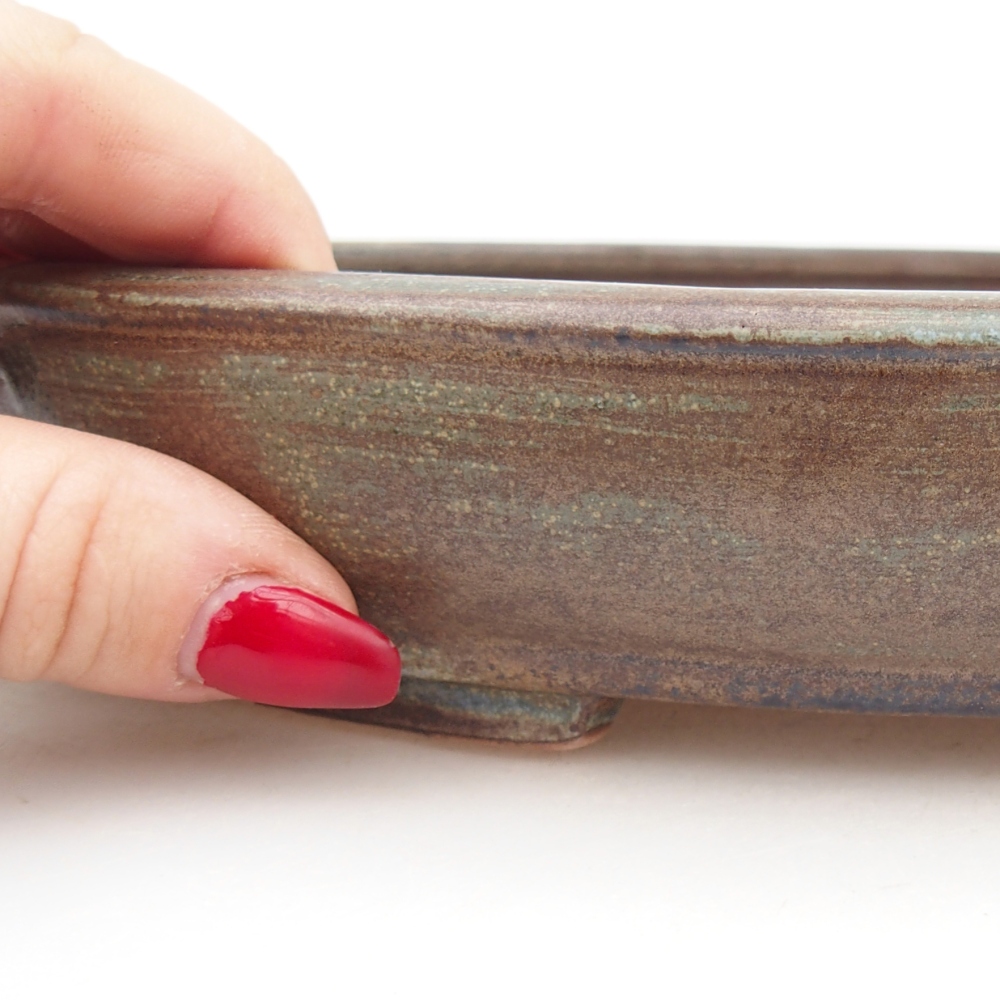 Ceramiczna miska do bonsai 24,5 x 20 x 4 cm, zielona