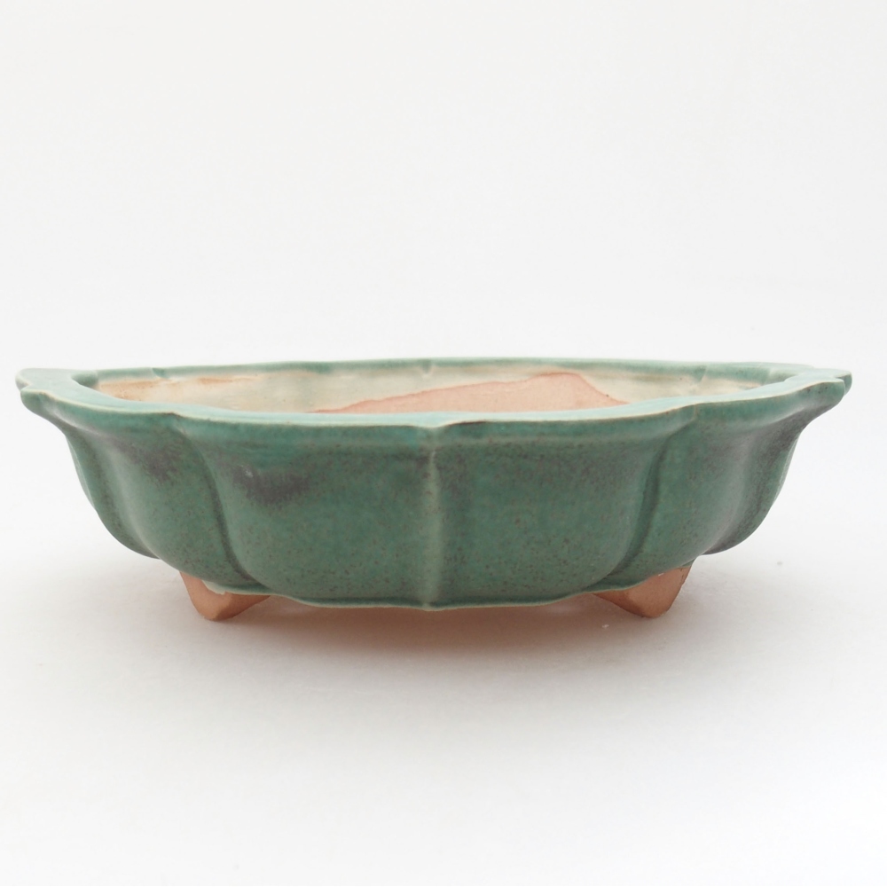 Ceramiczna miska bonsai 18 x 18 x 5 cm, kolor zielony