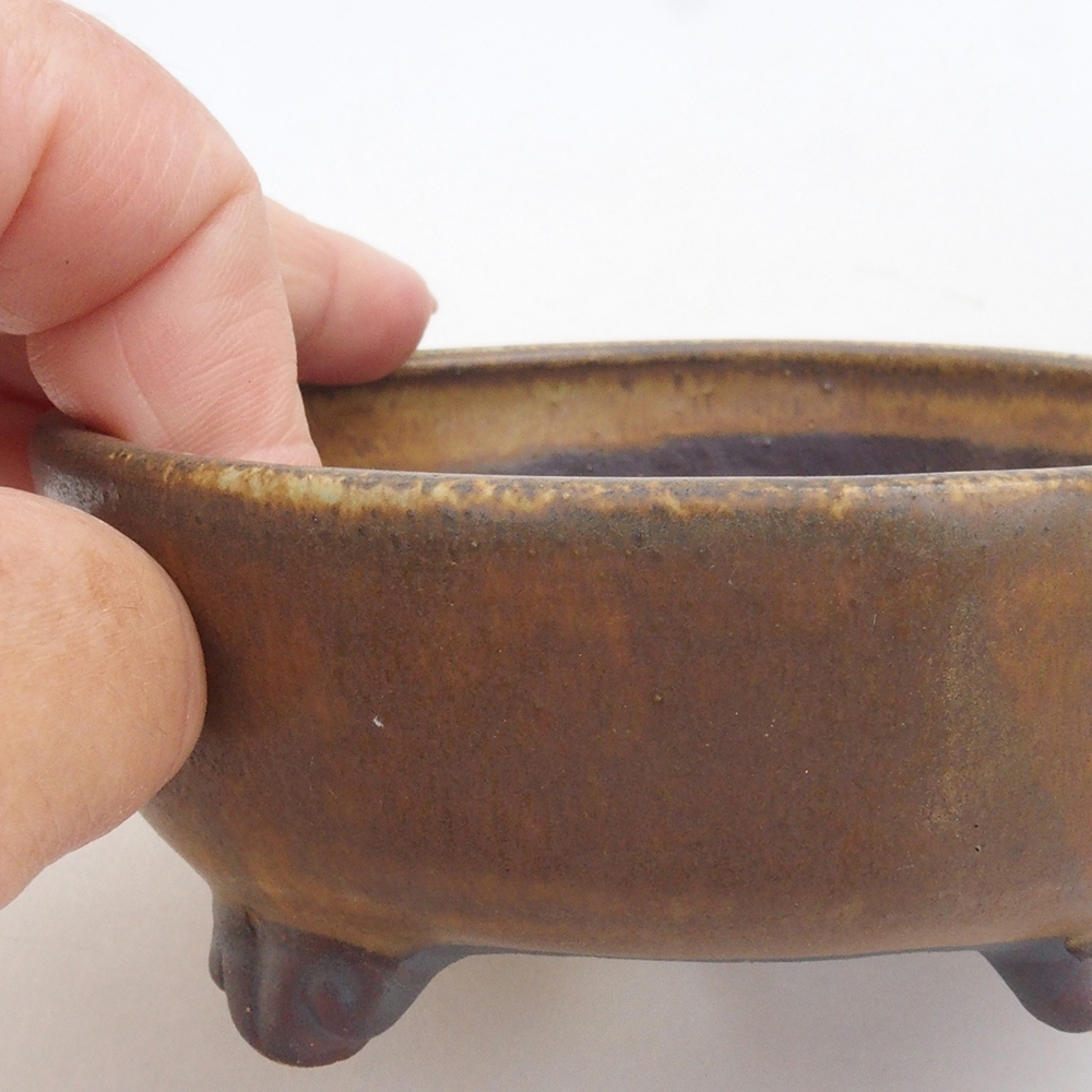 Ceramiczna miska do bonsai 10,5 x 10,5 x 4,5 cm, kolor brązowy