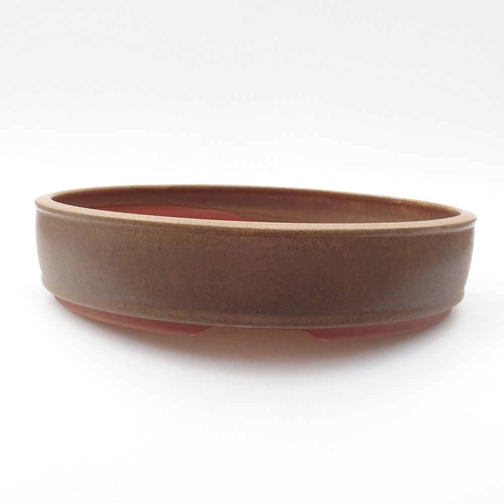 Ceramiczna miska bonsai 25,5 x 25,5 x 5,5 cm, kolor brązowy