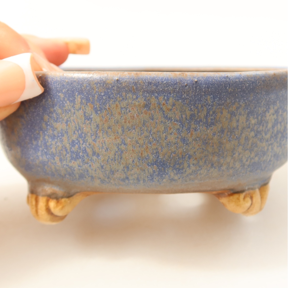 Ceramiczna miska na bonsai 11 x 11 x 4,5 cm, kolor niebieski