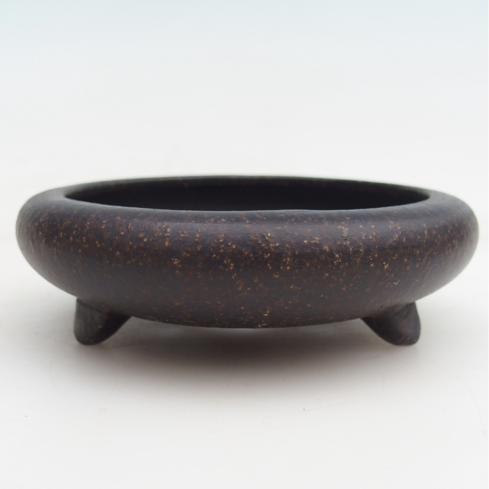 Ceramiczna miska do bonsai 11,5 x 11,5 x 4 cm, brązowawo-ochrowa