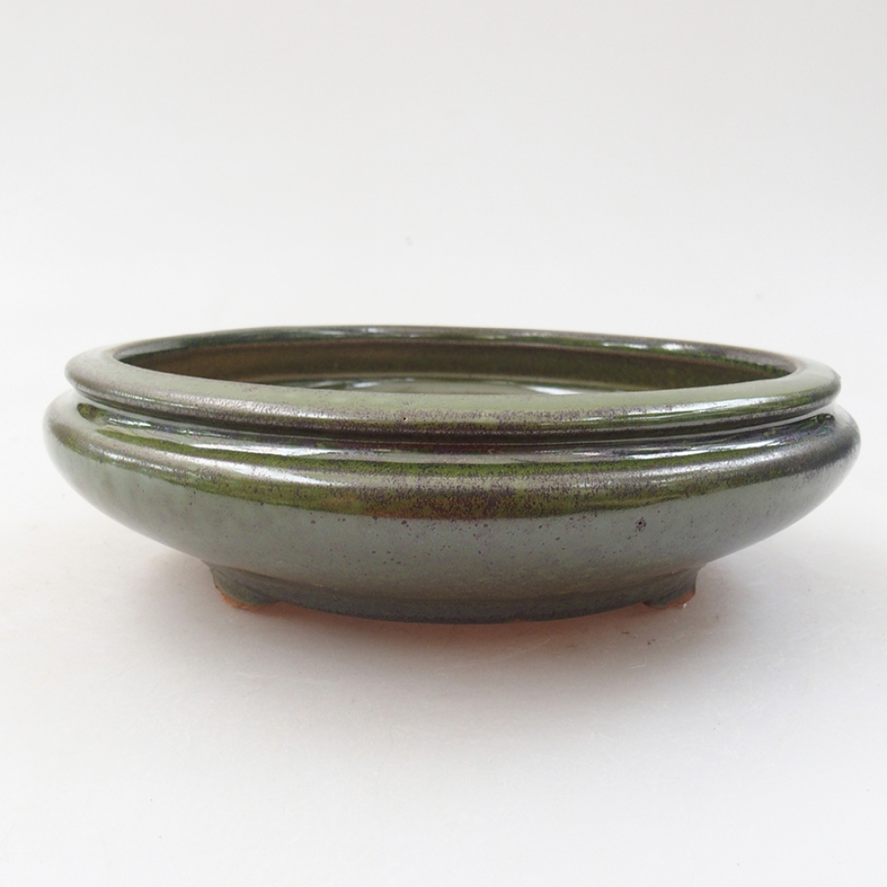 Ceramiczna miska bonsai 15,5 x 15,5 x 5 cm, kolor zielony