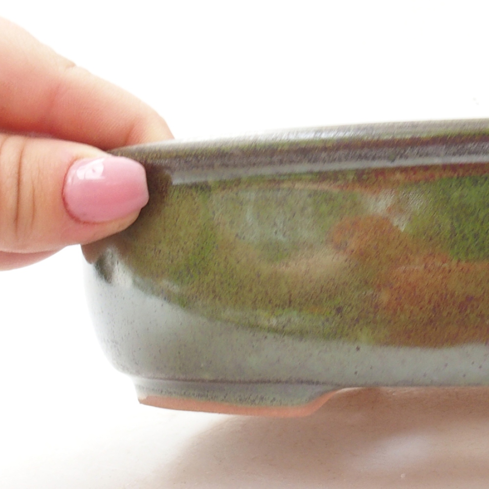 Ceramiczna miska bonsai 18,5 x 14,5 x 5 cm, kolor zielony