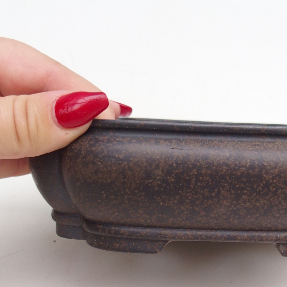 Ceramiczna miska bonsai 14 x 11 x 4,5 cm, kolor brązowo-ochrowy