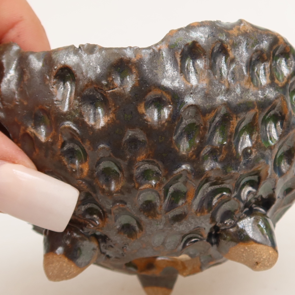 Ceramiczna skorupa  10 x 9,5 x 6 cm, kolor brązowo-zielony