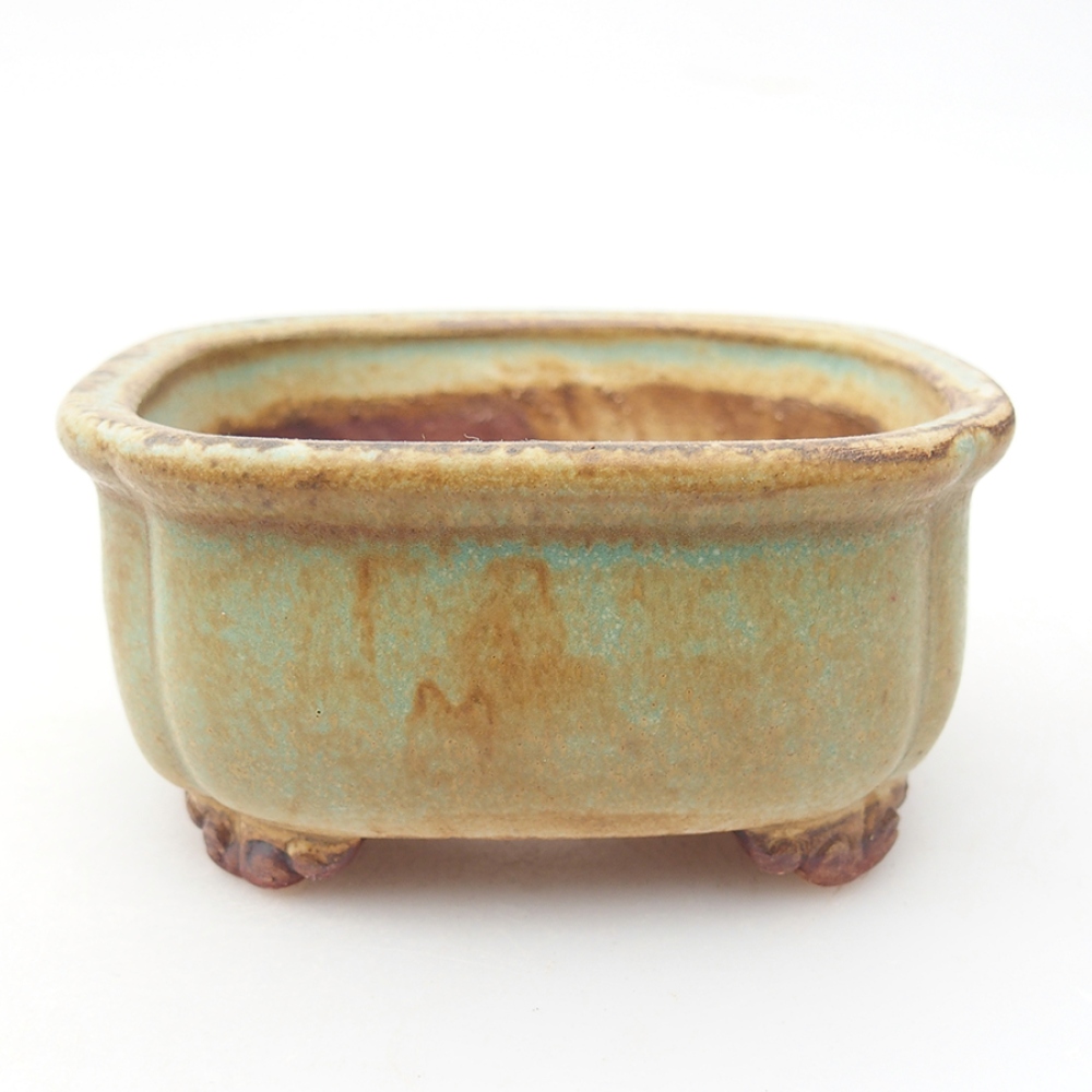 Ceramiczna miska do bonsai 7,5 x 7 x 4 cm, kolor zielony