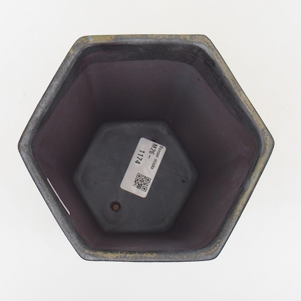 Ceramiczna miska na bonsai 13 x 11,5 x 17 cm, zielono-szara