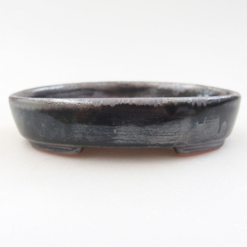 Ceramiczna miska do bonsai 12 x 9,5 x 2,5 cm, czarna