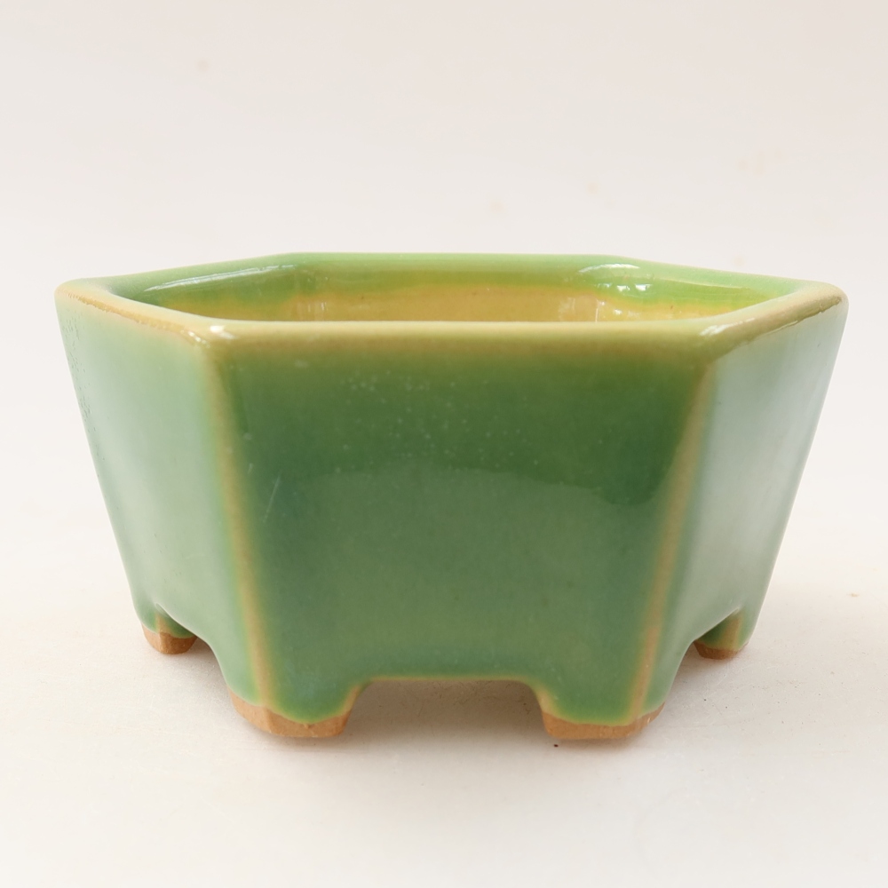 Ceramiczna miseczka do bonsai 10 x 9 x 5 cm, kolor zielony