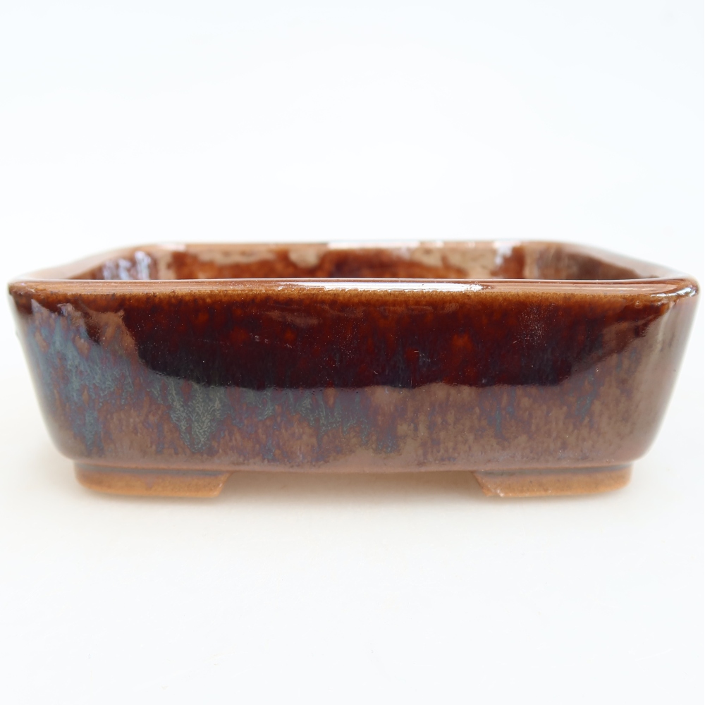 Ceramiczna miseczka do bonsai 12,5 x 9,5 x 4 cm, kolor brązowy