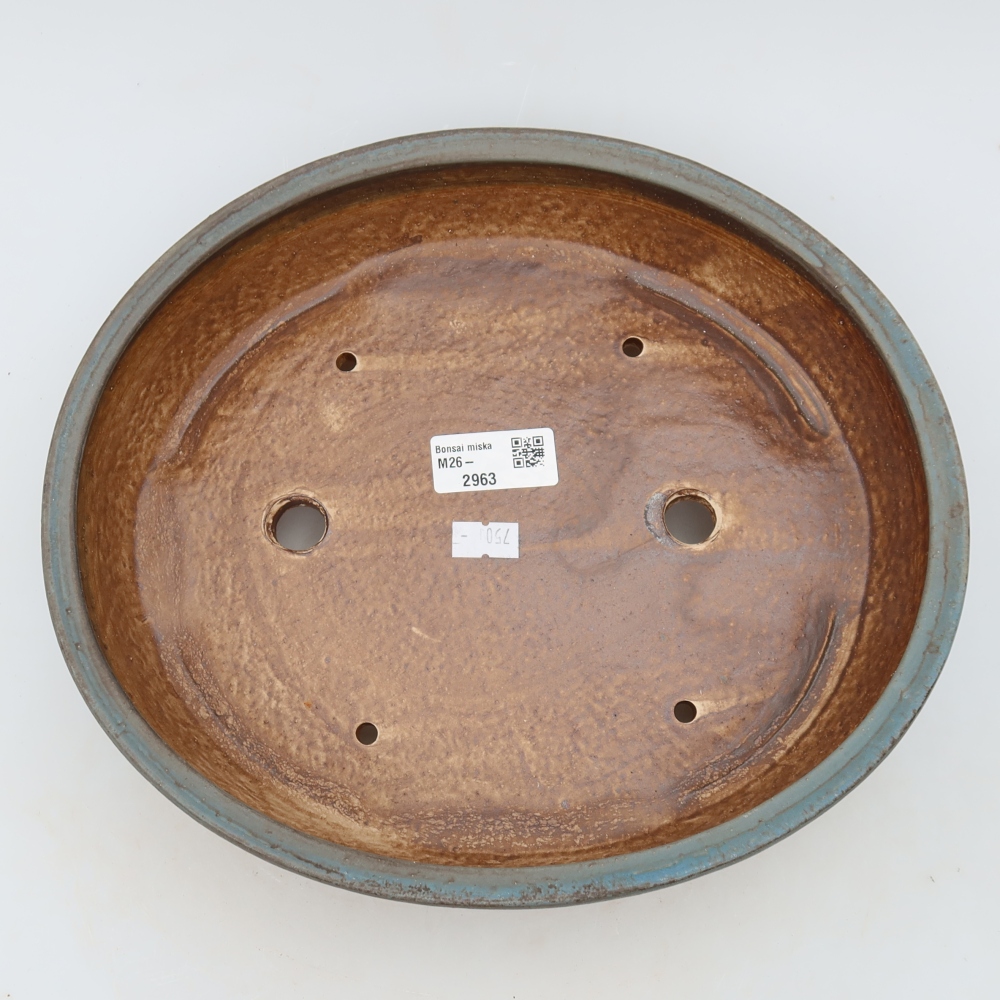 Ceramiczna miska do bonsai 27 x 24 x 5,5 cm, kolor niebieski