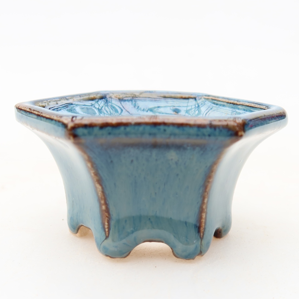 Ceramiczna miseczka do bonsai 5,5 x 5 x 3 cm, kolor niebieski