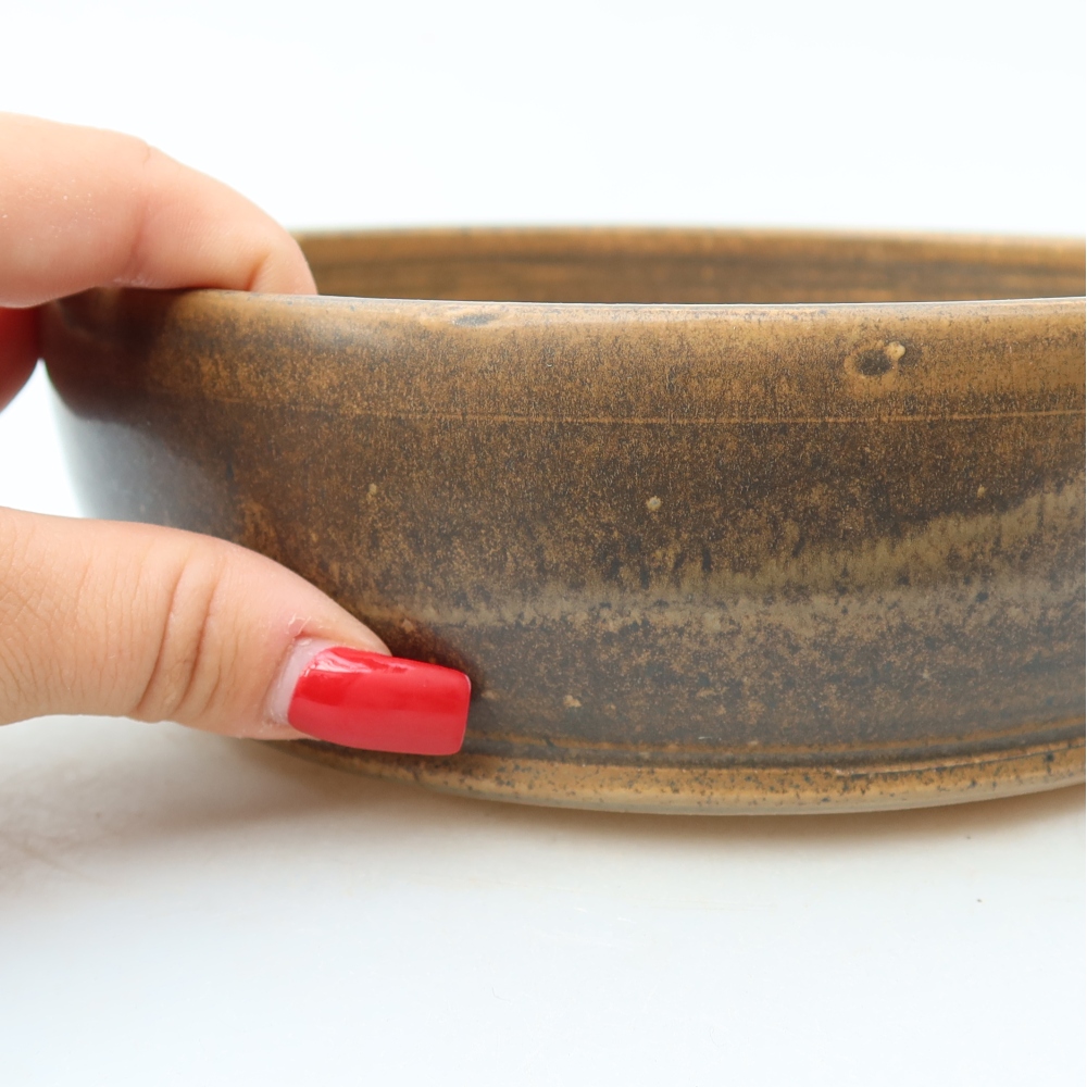 Ceramiczna miska do bonsai 18 x 18 x 6 cm, kolor brązowy