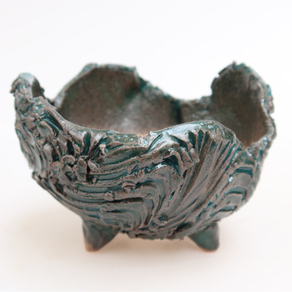 Ceramiczna skorupa  10 x 10 x 8 cm, kolor zielony