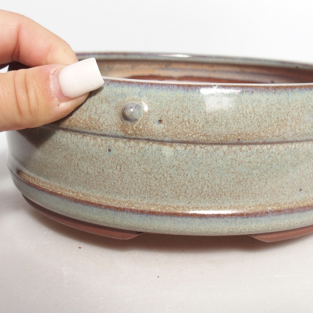 Ceramiczna miska do bonsai 17,5 x 17,5 x 6,5 cm, zielona