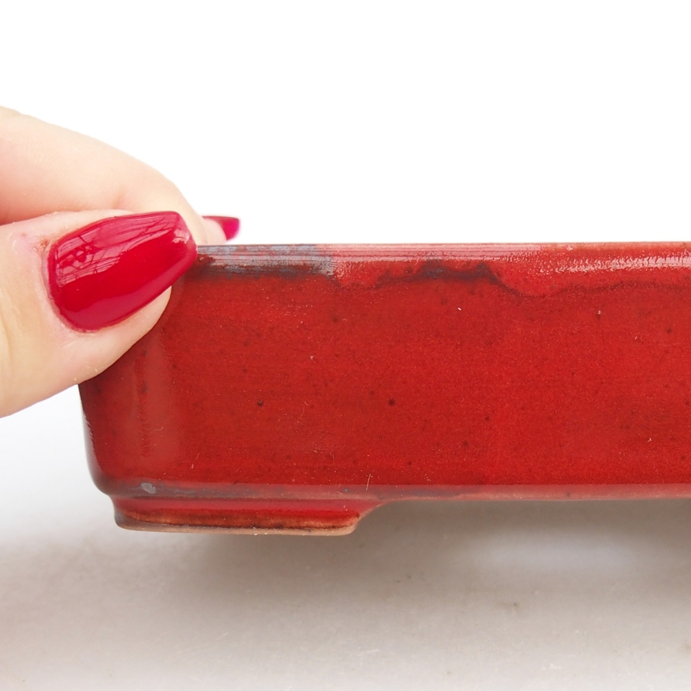 Ceramiczna miska do bonsai 12,5 x 9,5 x 3,5 cm, kolor czerwony