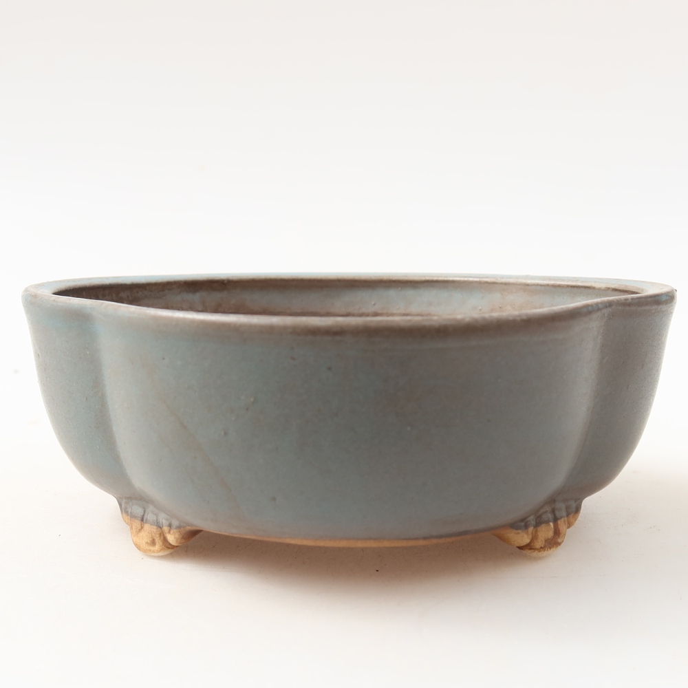 Ceramiczna miseczka do bonsai 13,5 x 12,5 x 5 cm, kolor niebieski