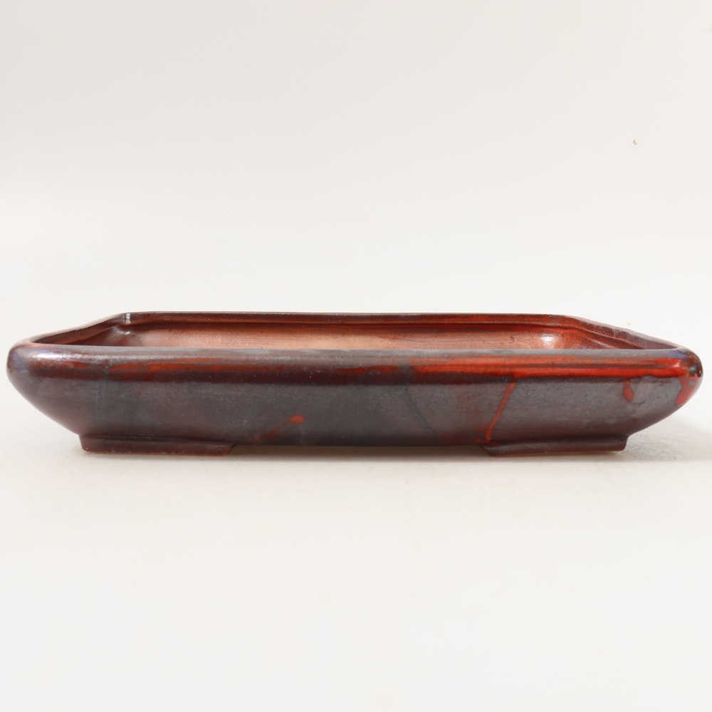 Ceramiczna miska do bonsai 24 x 17,5 x 4 cm, kolor metaliczno-czerwony