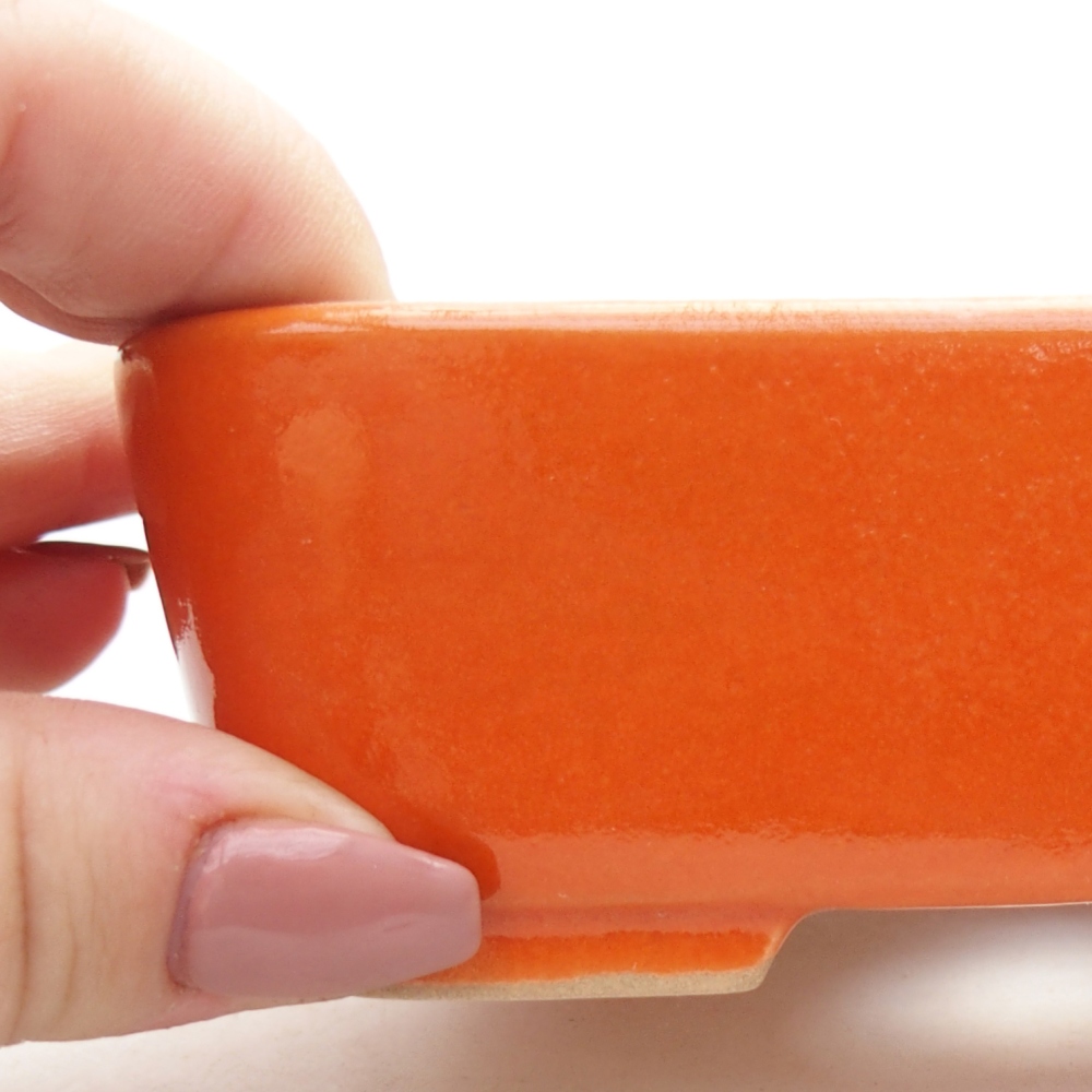 Ceramiczna miska do bonsai 12,5 x 9 x 3,5 cm, pomarańczowa