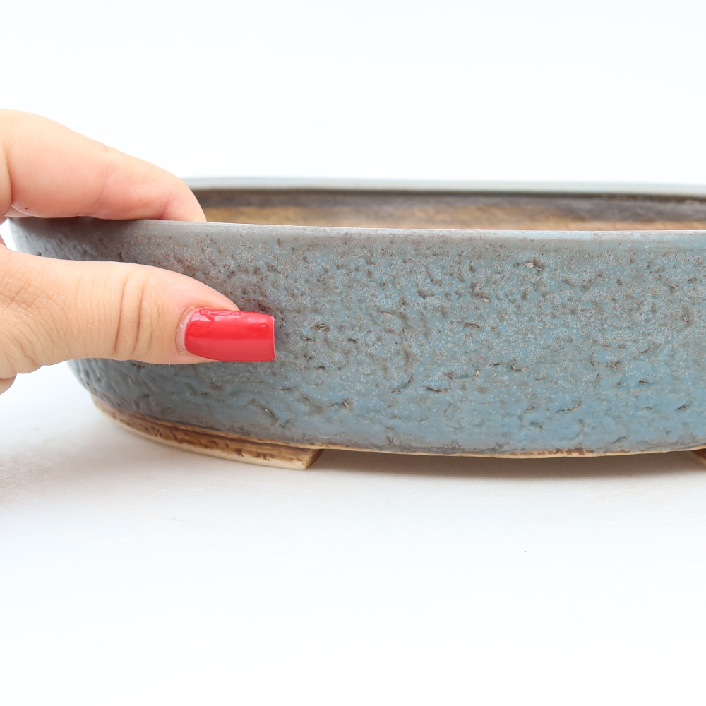 Ceramiczna miska do bonsai 27 x 24 x 5,5 cm, kolor niebieski