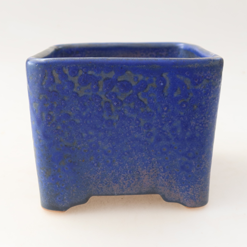 Ceramiczna miska do bonsai 10 x 10 x 8 cm, kolor niebieski