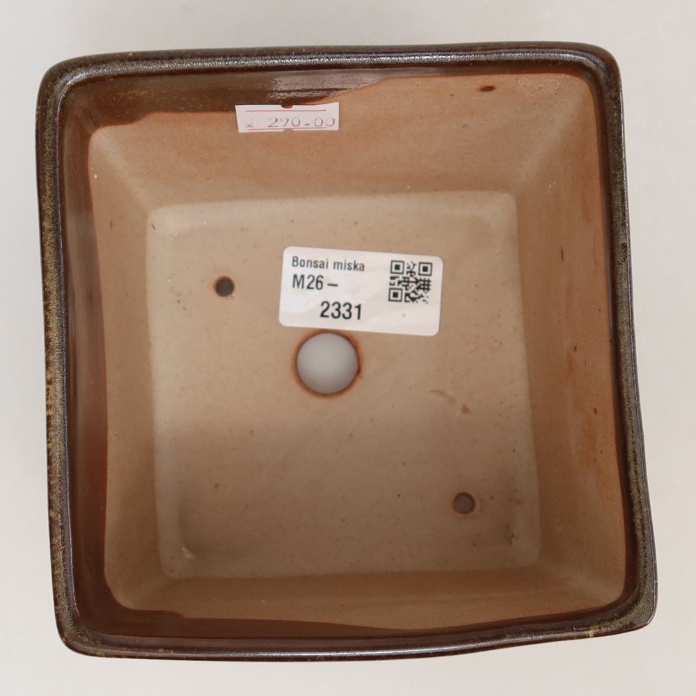 Ceramiczna miska do bonsai 12 x 12 x 9 cm, kolor brązowy