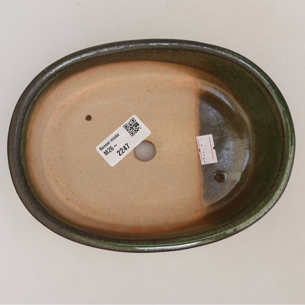 Ceramiczna miska do bonsai 19 x 14,5 x 5 cm, kolor zielony