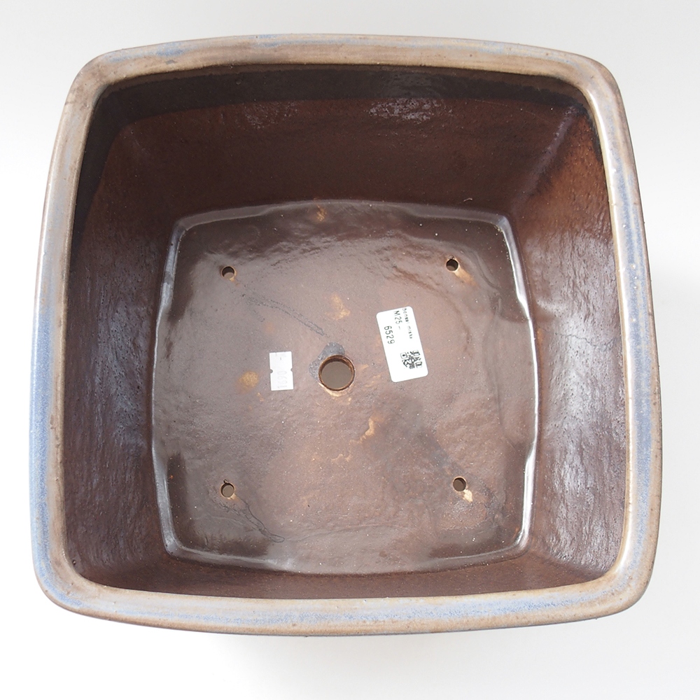 Ceramiczna miska do bonsai 26,5 x 26,5 x 16 cm, kolor niebieski