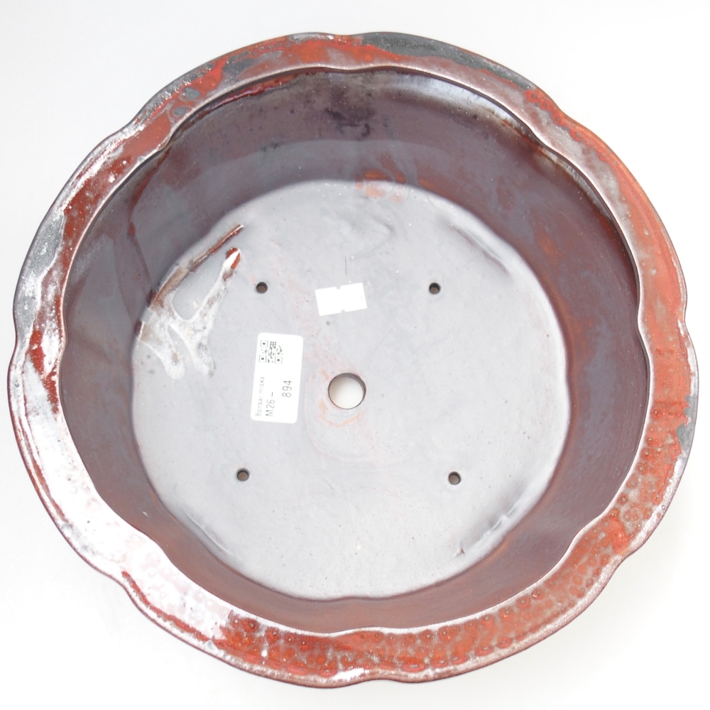 Ceramiczna miska do bonsai 26,5 x 26,5 x 8 cm, kolor czerwony