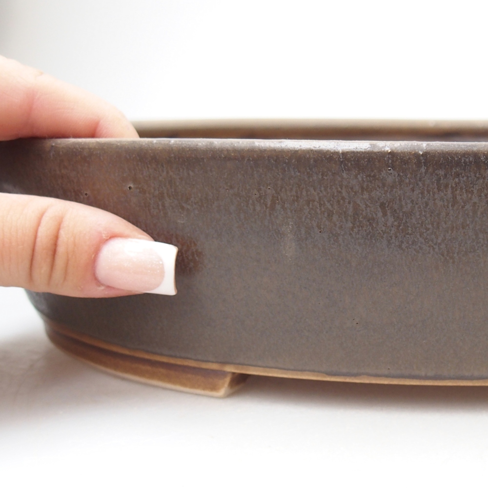 Ceramiczna miska do bonsai 31,5 x 27,5 x 6 cm, brązowa