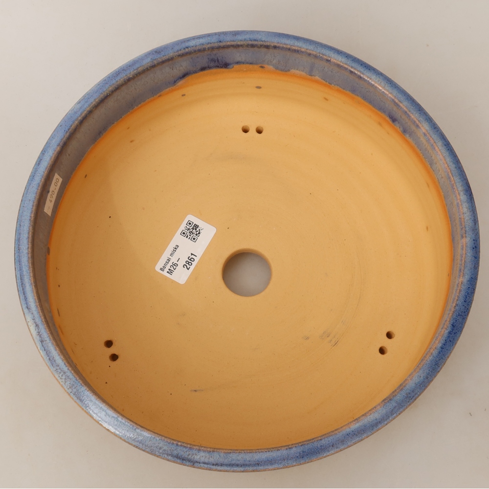 Ceramiczna miska do bonsai 23,5 x 23,5 x 8 cm, kolor niebieski